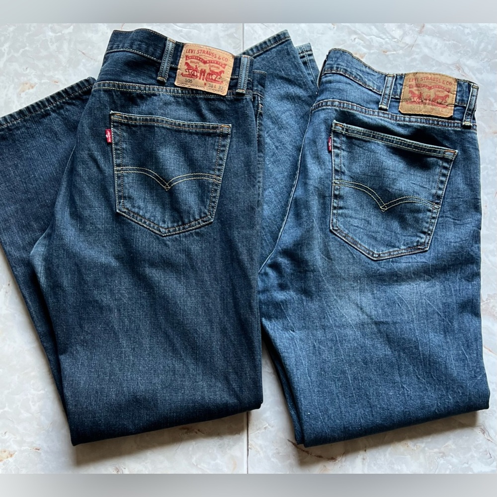 Men’s Levi’s Blue Denim Jeans style 505 & 527 both size 38x32